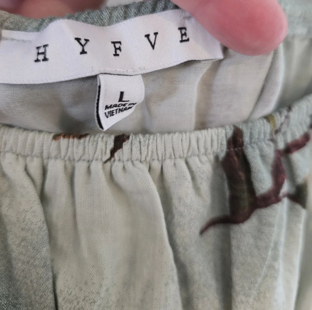 HYFVE Sage Floral Magnolia Puff Sleeve Mini Dress Garden Party Sz Large - Picture 6 of 7